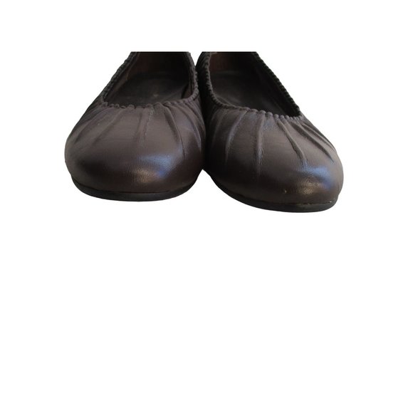 *David Tate Brown Leather Flats Pleated Slip-ons Signature Padded Insoles - Picture 5 of 8